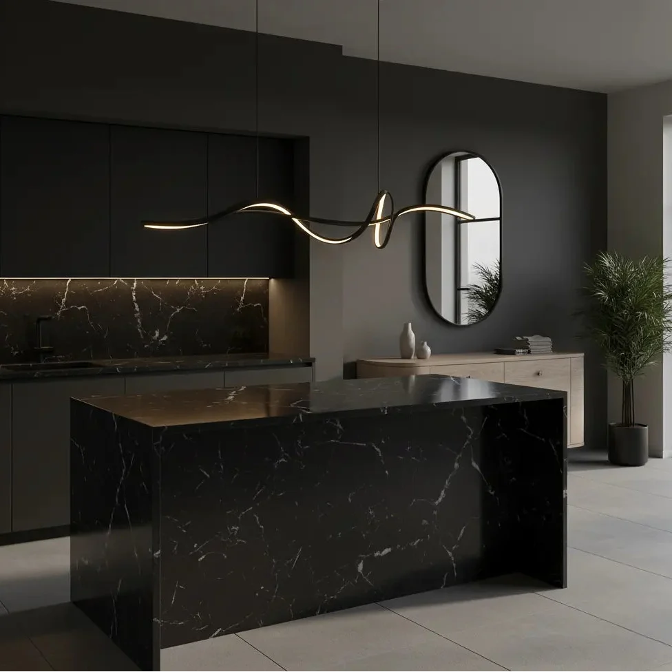 Elegant Curved Pendant Light for Kitchen Island