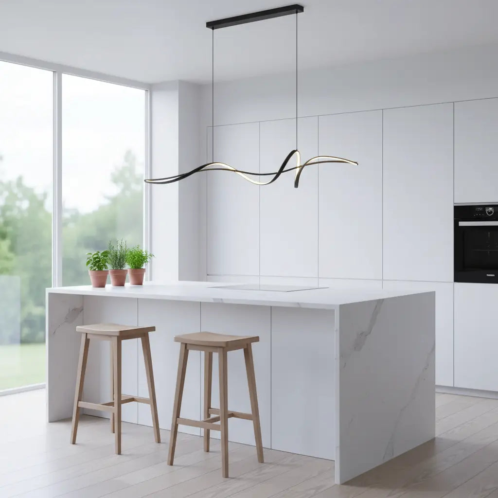 Elegant Curved Pendant Light for Kitchen Island