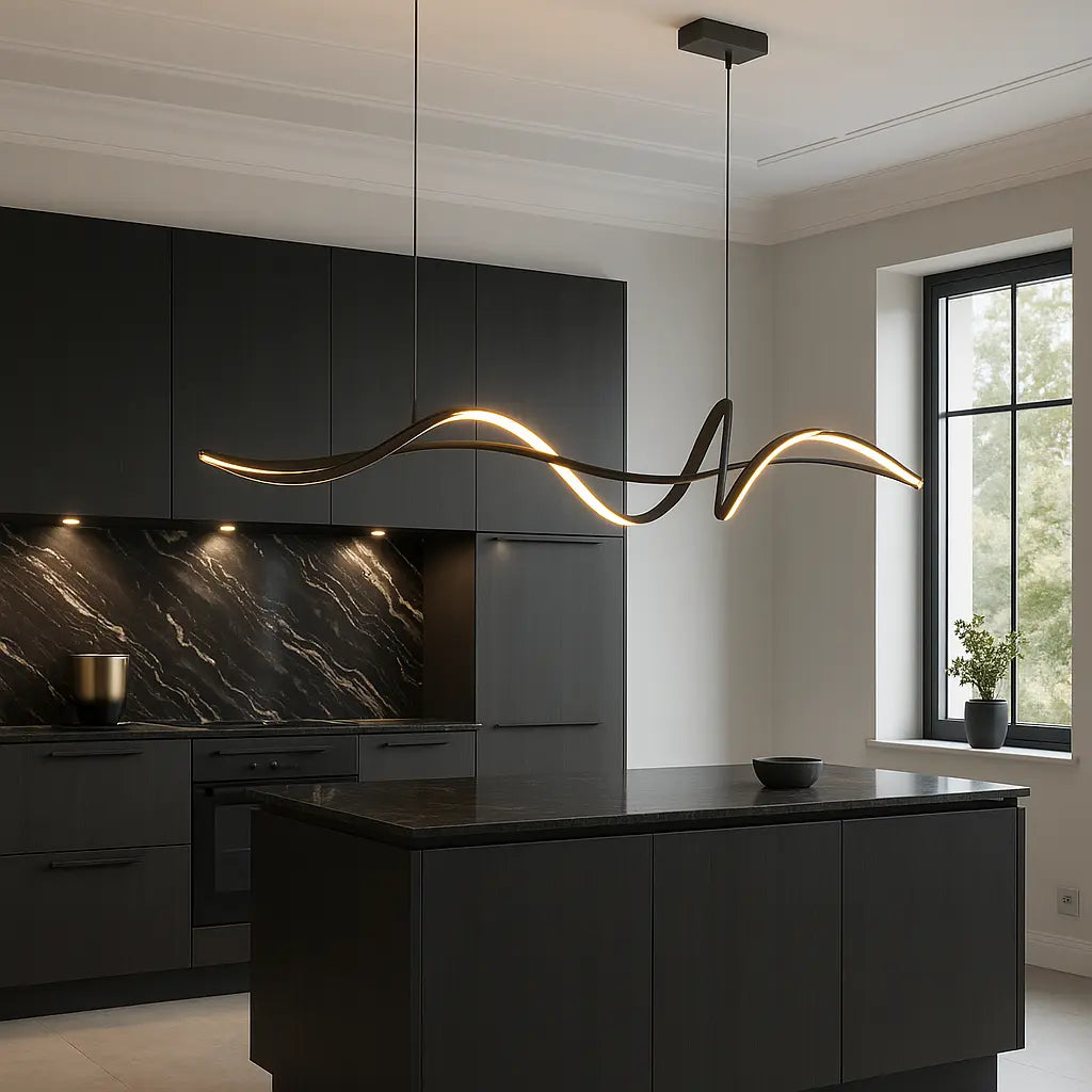 Elegant Curved Pendant Light for Kitchen Island