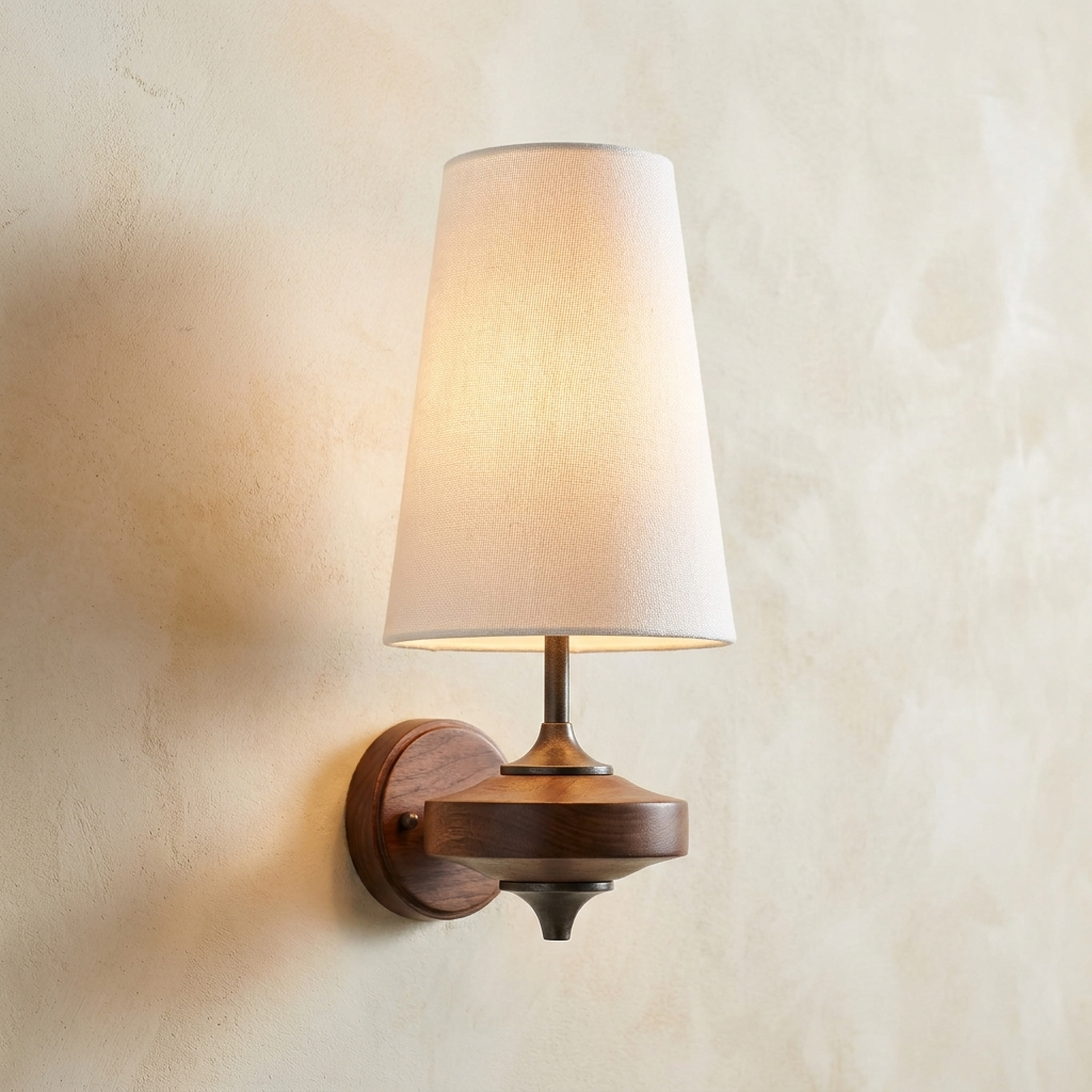Elegant Dual Shade Wall Sconce with Wooden Base