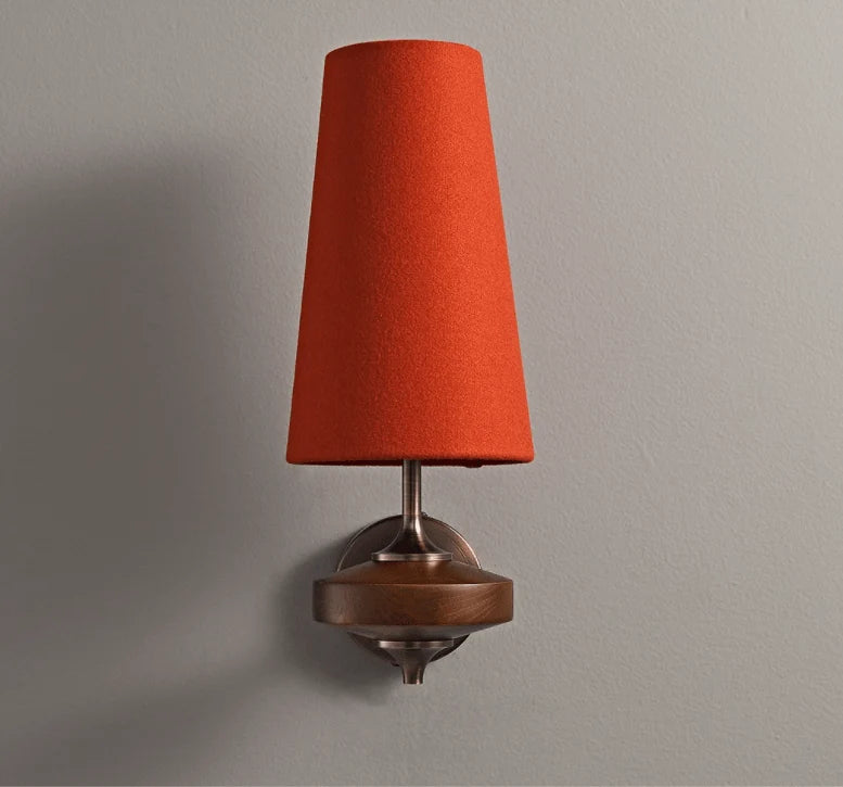 Elegant Dual Shade Wall Sconce with Wooden Base