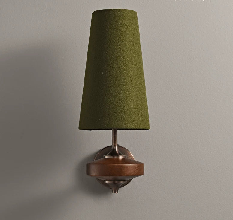 Elegant Dual Shade Wall Sconce with Wooden Base
