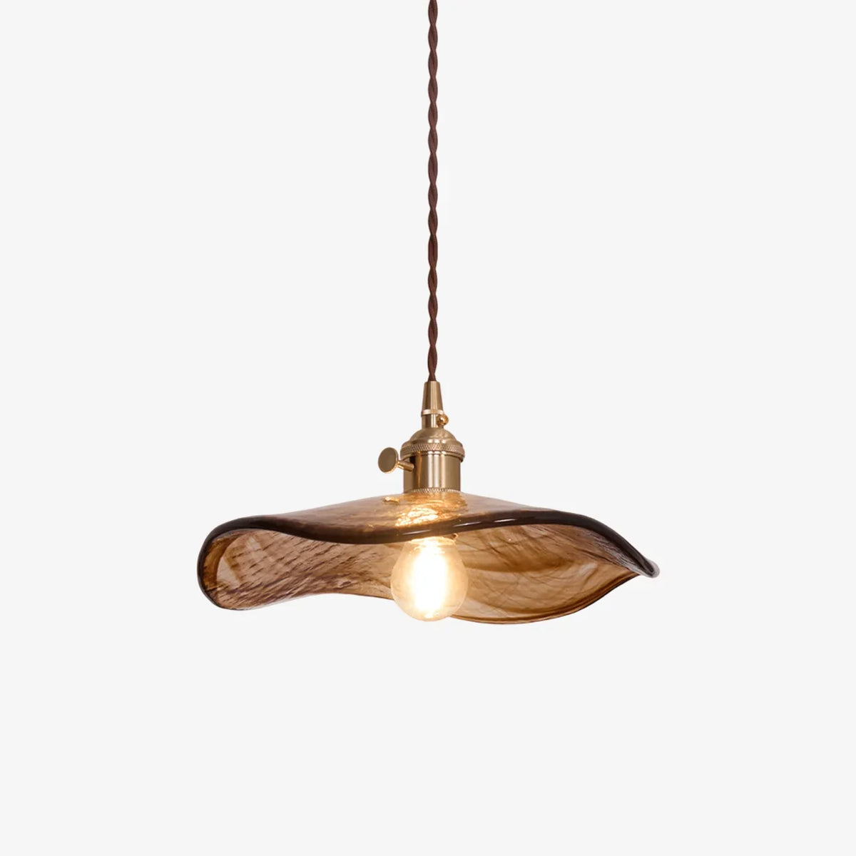Elegant Glass Floral Pendant Light with Brass Finish