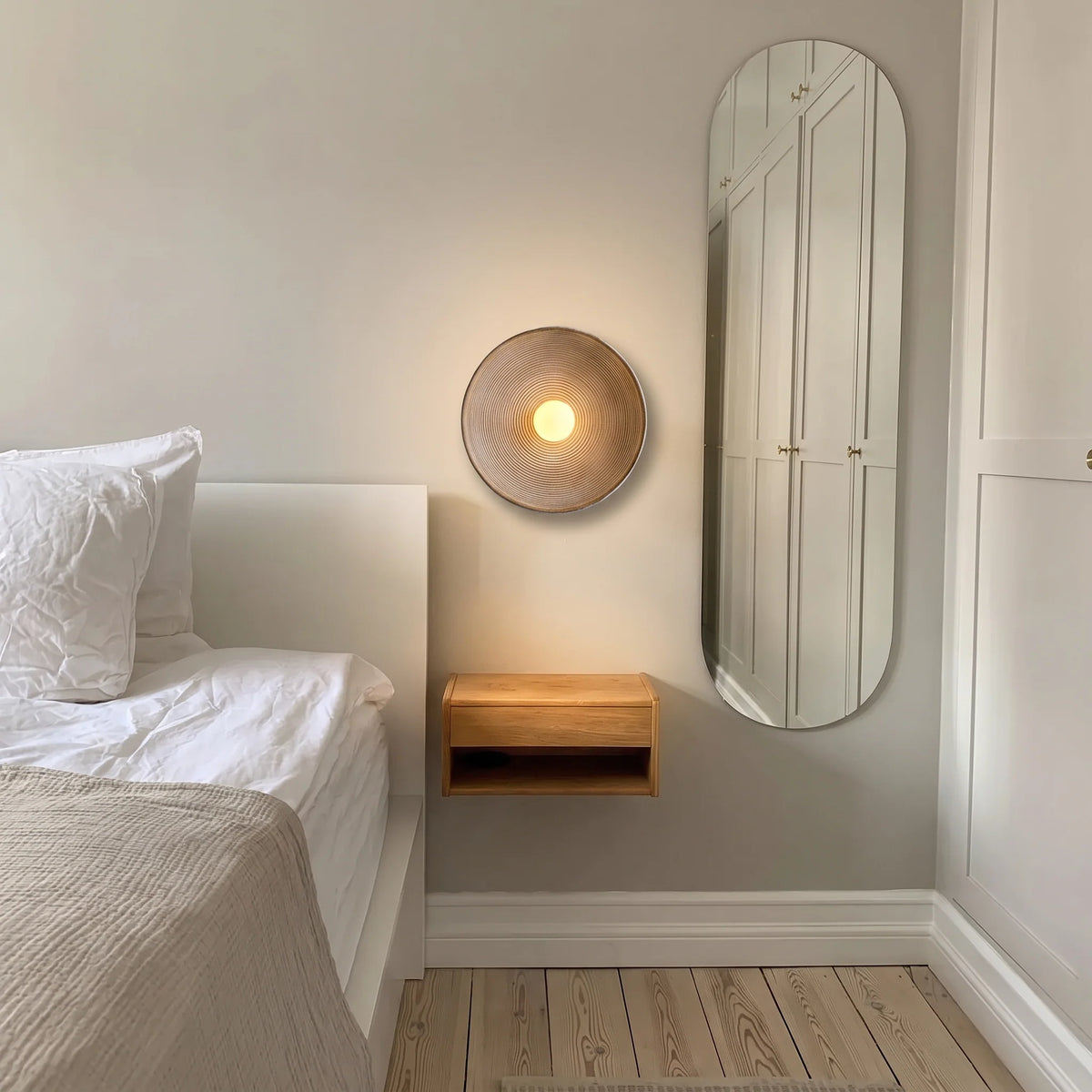 Elegant Japanese Wall Light | LED-Compatible Wooden Sconce