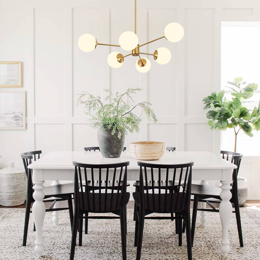 Elegant Lighting | Modern Chandelier Light with Adjustable Height | Brass/Black Finish