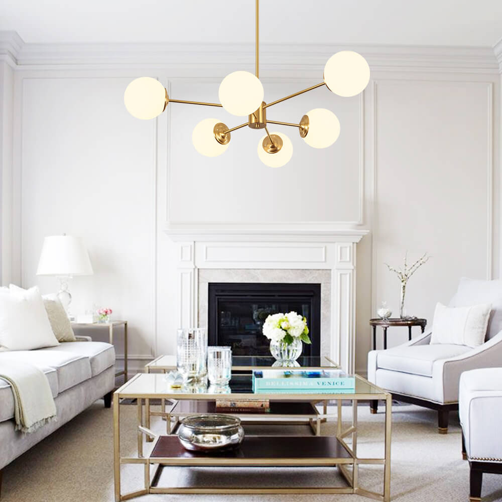 Elegant Lighting | Modern Chandelier Light with Adjustable Height | Brass/Black Finish