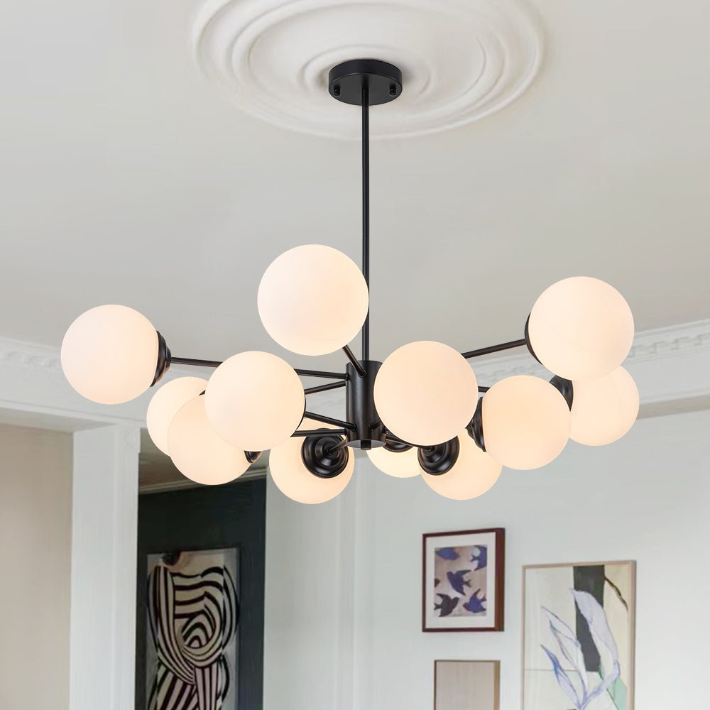 Elegant Lighting | Modern Chandelier Light with Adjustable Height | Brass/Black Finish