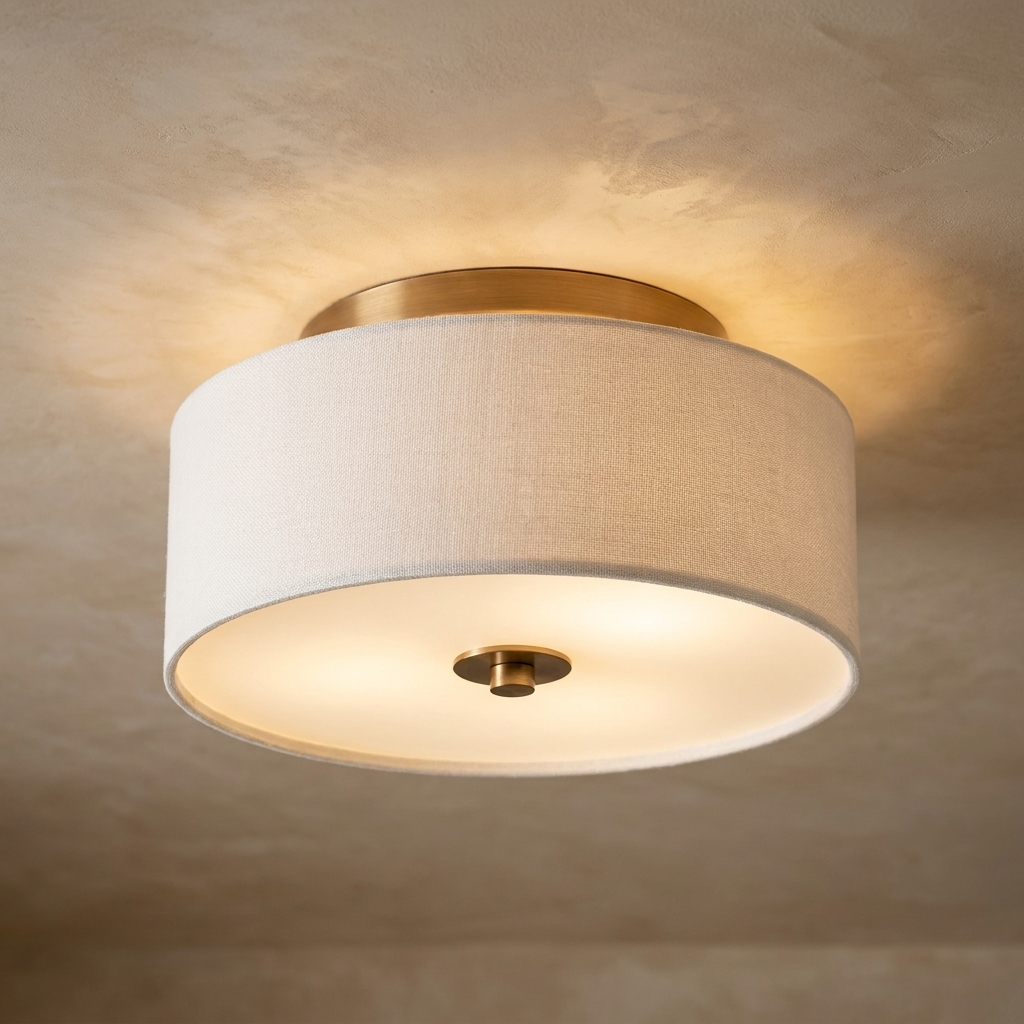 Elegant Linen Flush Mount Ceiling Light Fixture
