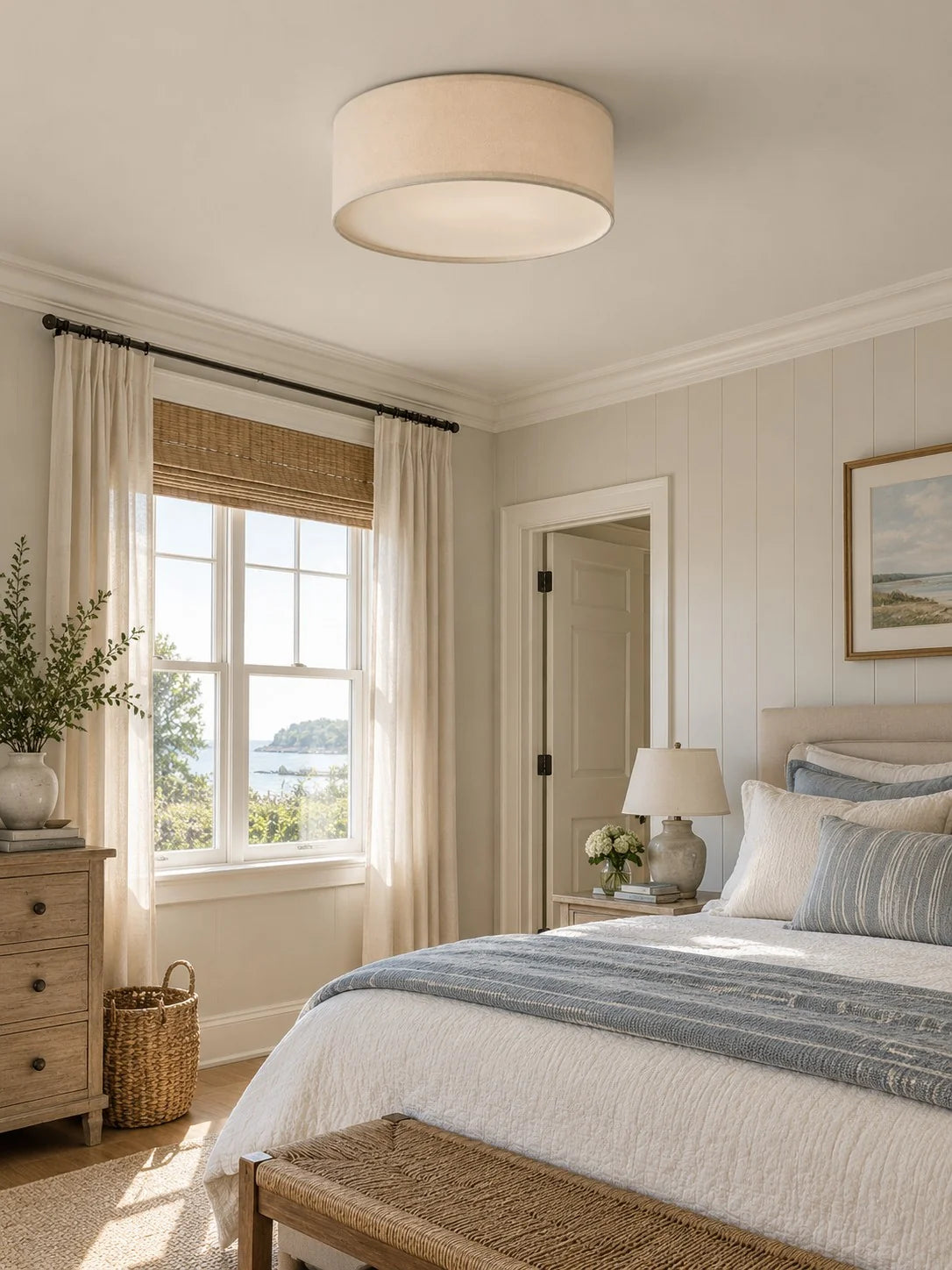 Elegant Linen Flush Mount Ceiling Light Fixture