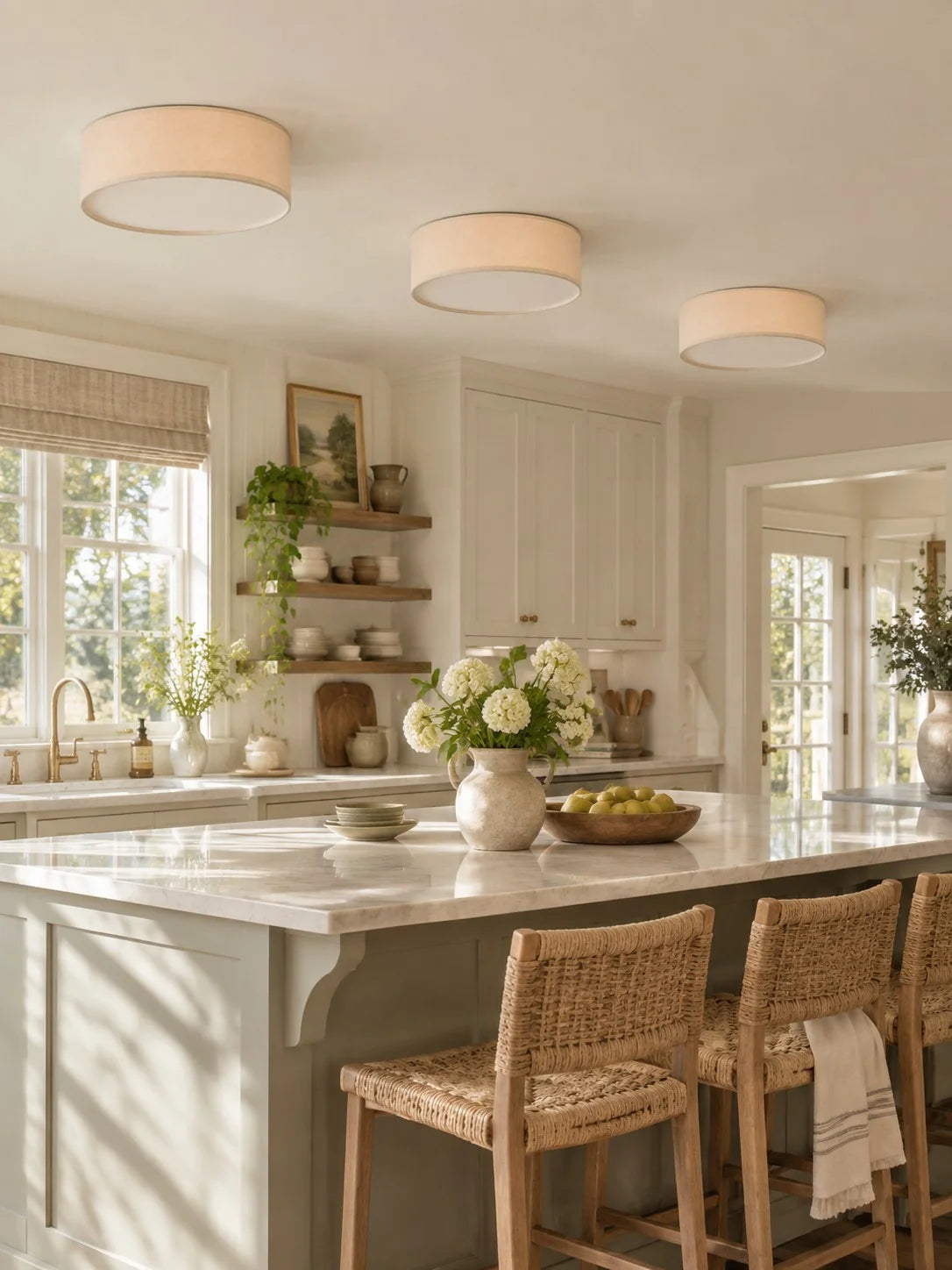 Elegant Linen Flush Mount Ceiling Light Fixture