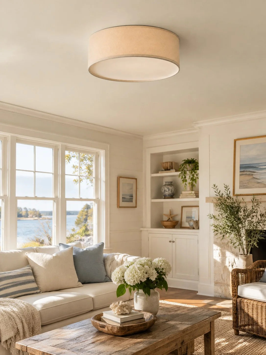 Elegant Linen Flush Mount Ceiling Light Fixture