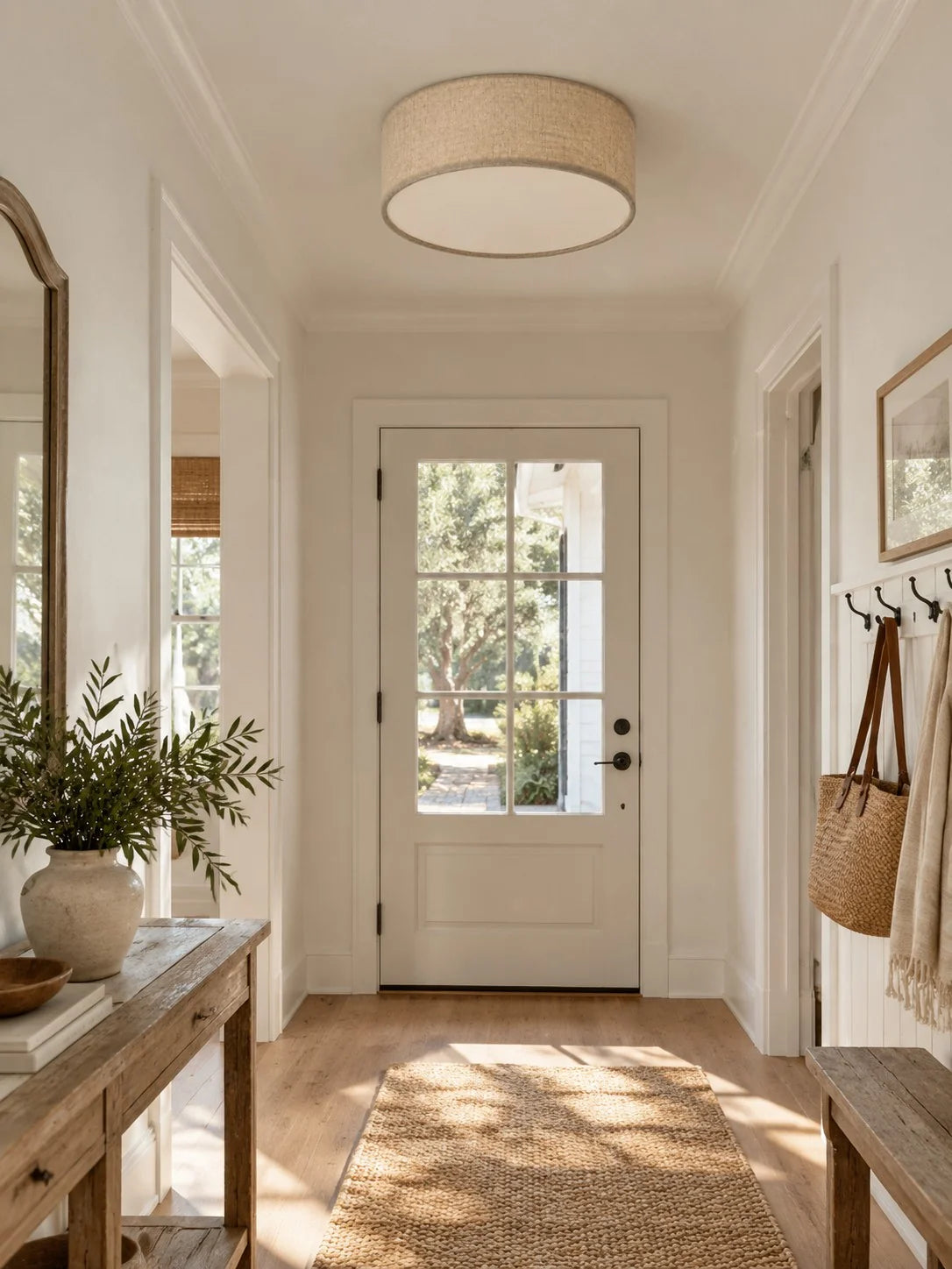 Elegant Linen Flush Mount Ceiling Light Fixture