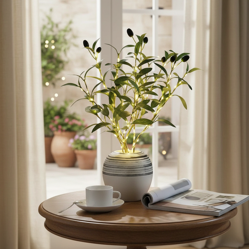 Elegant Olive Branch Fairy Lights | 120 LEDs with Bendable Design