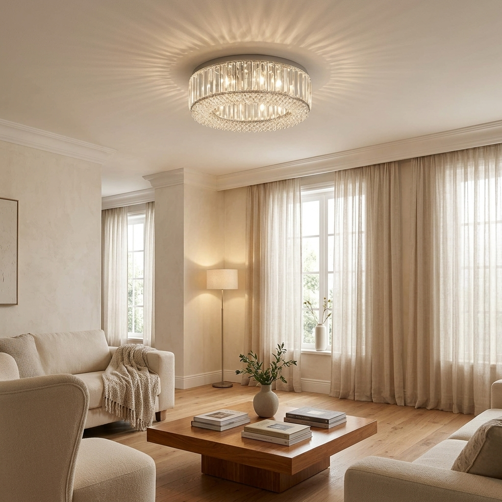 Elegant Polished Chrome Flush Mount Ceiling Light
