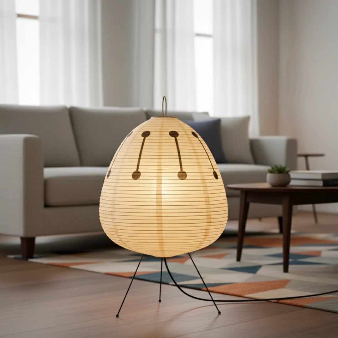 Elegant Rice Paper Tripod Floor Lamp with Soft Diffused Light