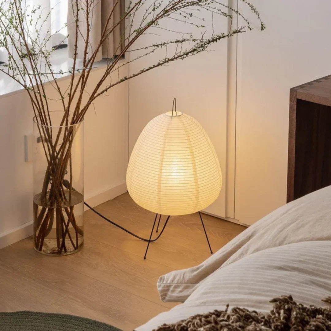 Elegant Rice Paper Tripod Floor Lamp with Soft Diffused Light