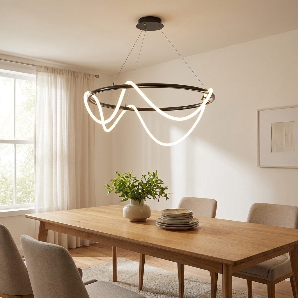 Elegant Round Chandelier Light with Dimmable LED