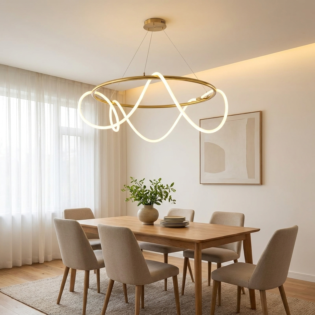 Elegant Round Chandelier Light with Dimmable LED