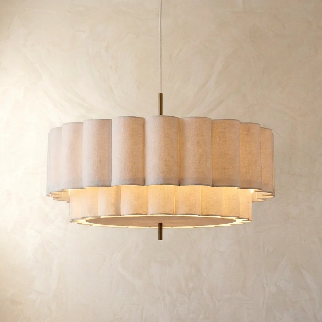 Elegant Tiered Natural Fabric Pendant Light