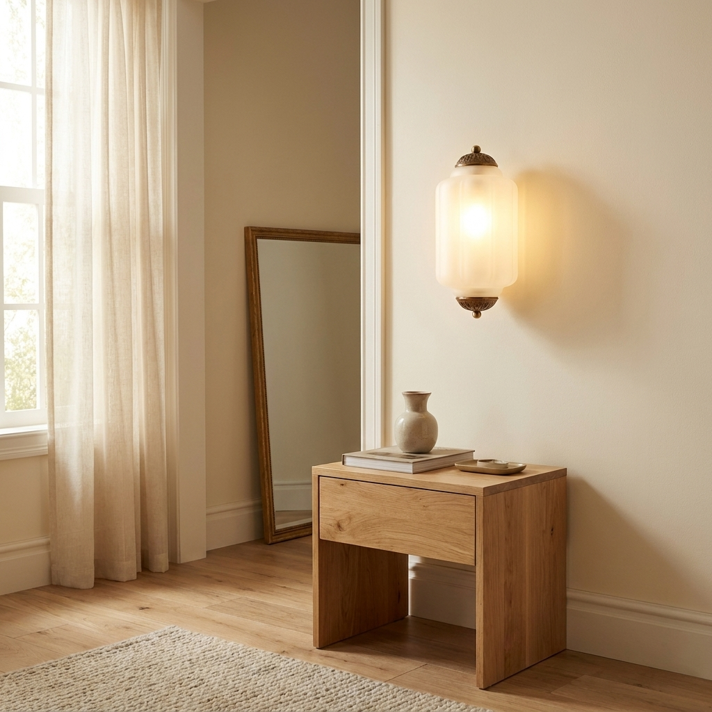 Elegant Vintage Milk Glass Wall Sconce with Metal Accents