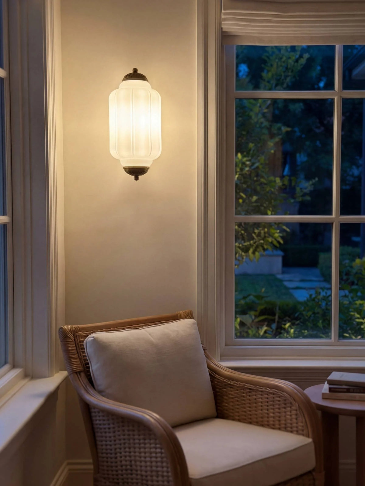 Elegant Vintage Milk Glass Wall Sconce with Metal Accents