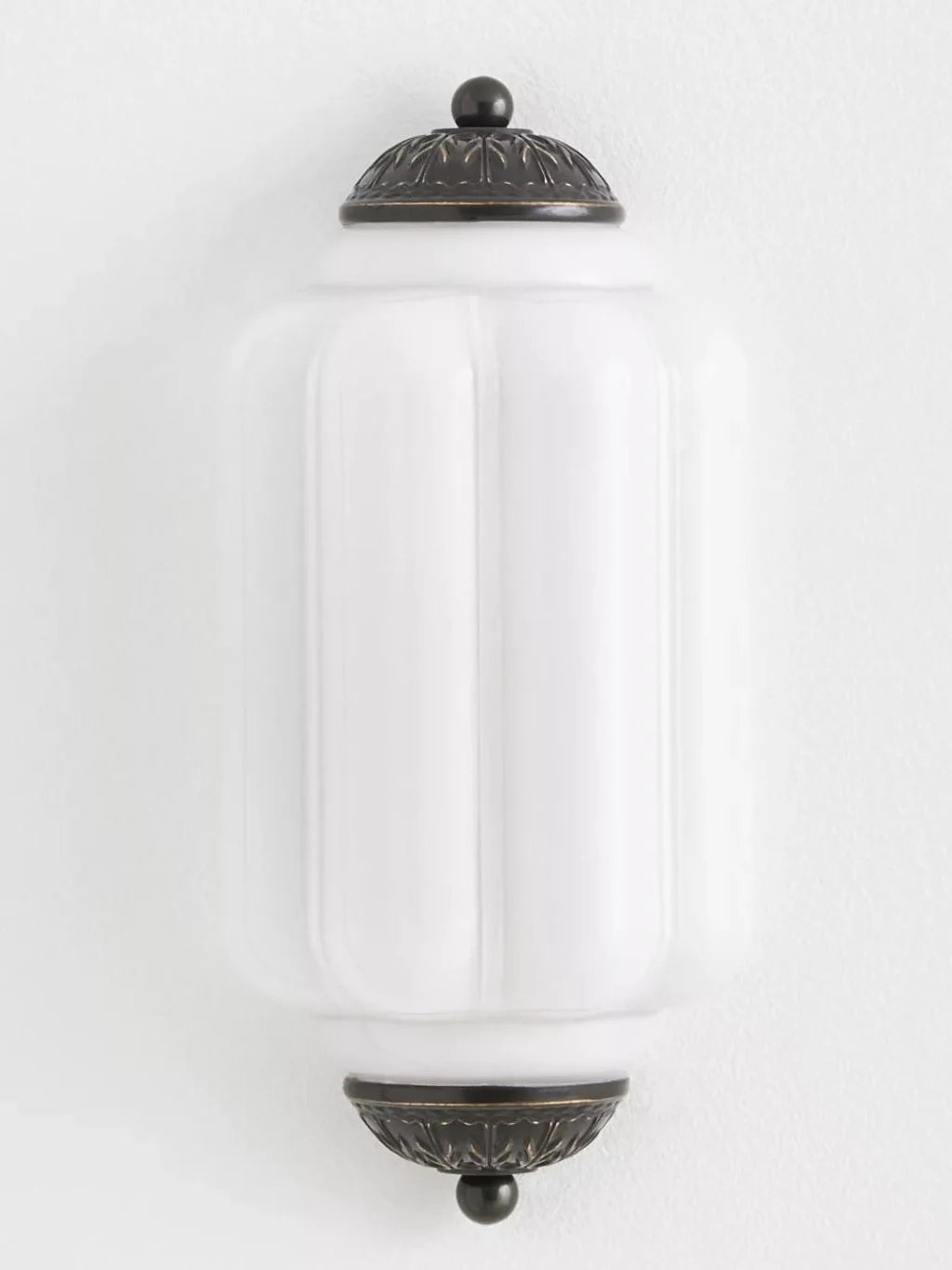 Elegant Vintage Milk Glass Wall Sconce with Metal Accents