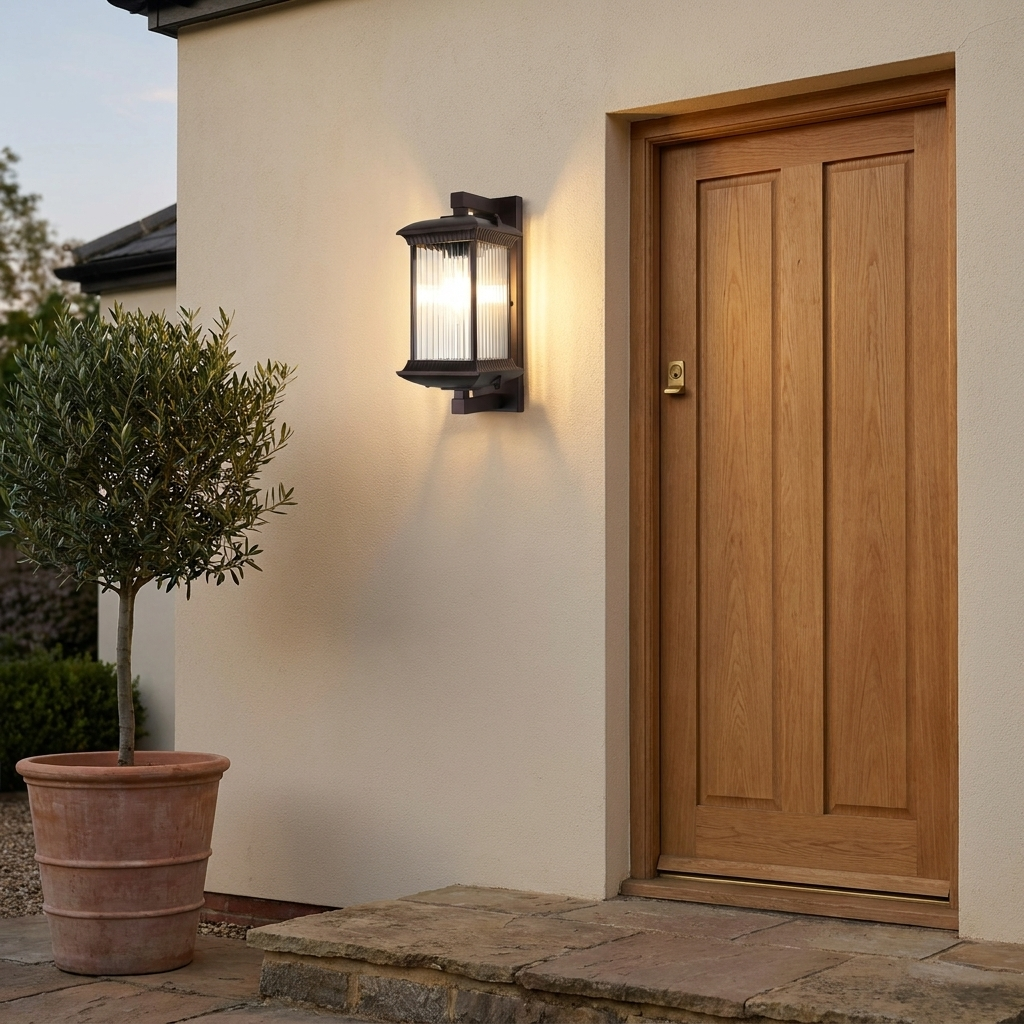 Fluted Glass Outdoor Wall Lantern