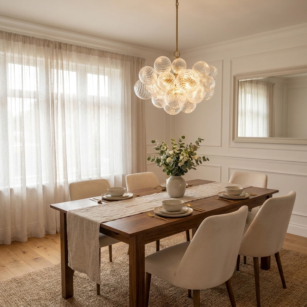 Glamorous Glass Bubble Chandelier with Brass Finish