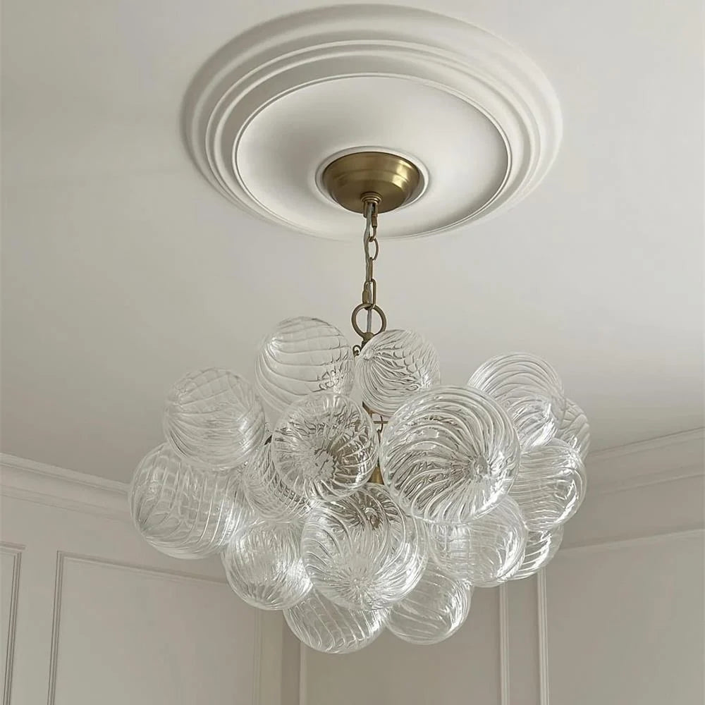 Glamorous Glass Bubble Chandelier with Brass Finish
