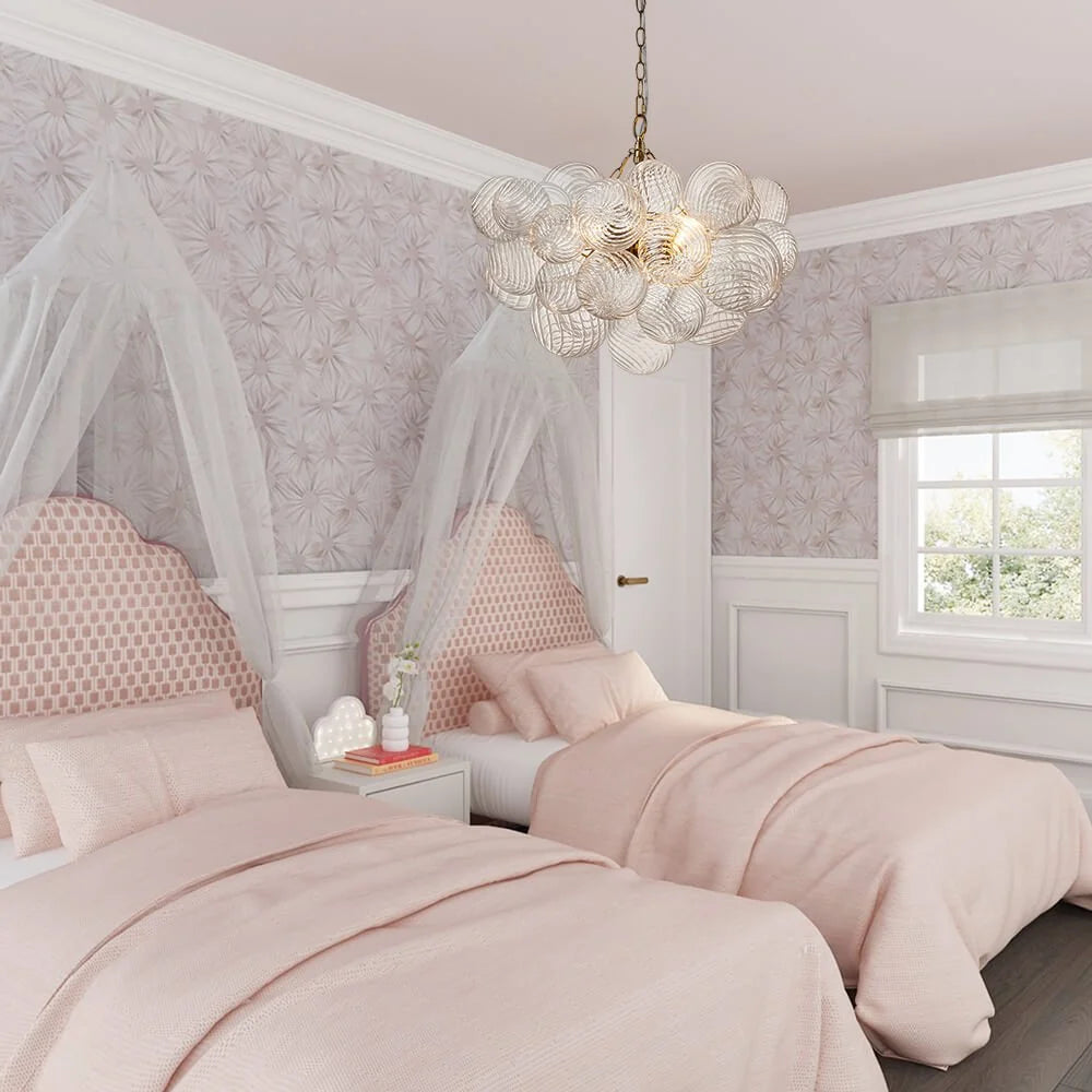 Glamorous Glass Bubble Chandelier with Brass Finish