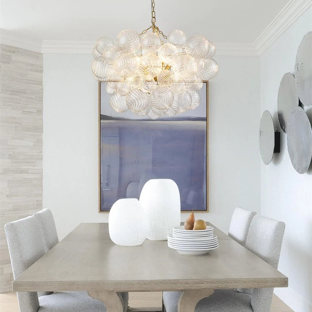 Glamorous Glass Bubble Chandelier with Brass Finish