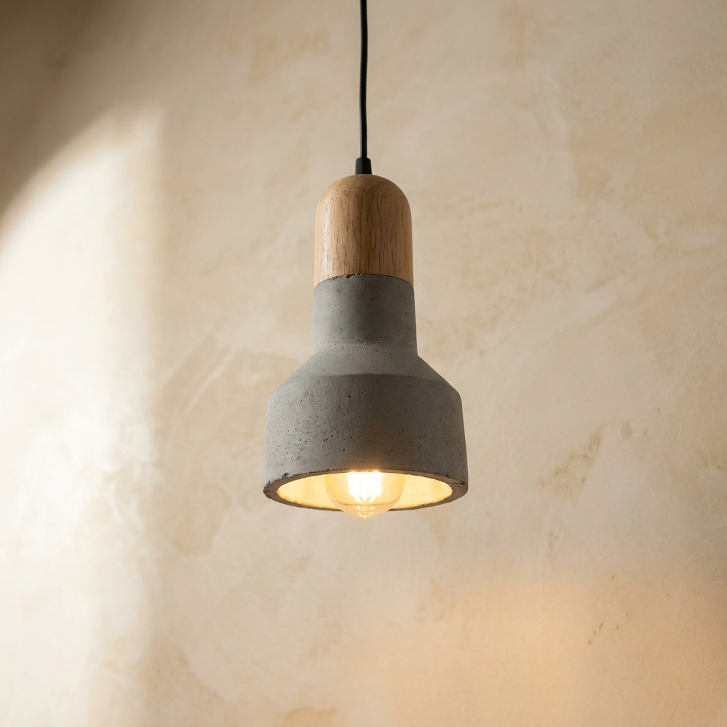 Industrial Grey Cement Pendant Light with Adjustable Height
