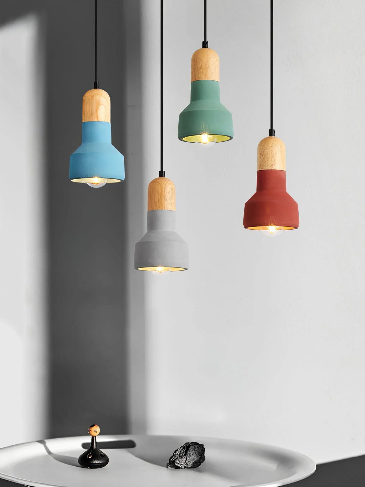 Industrial Grey Cement Pendant Light with Adjustable Height
