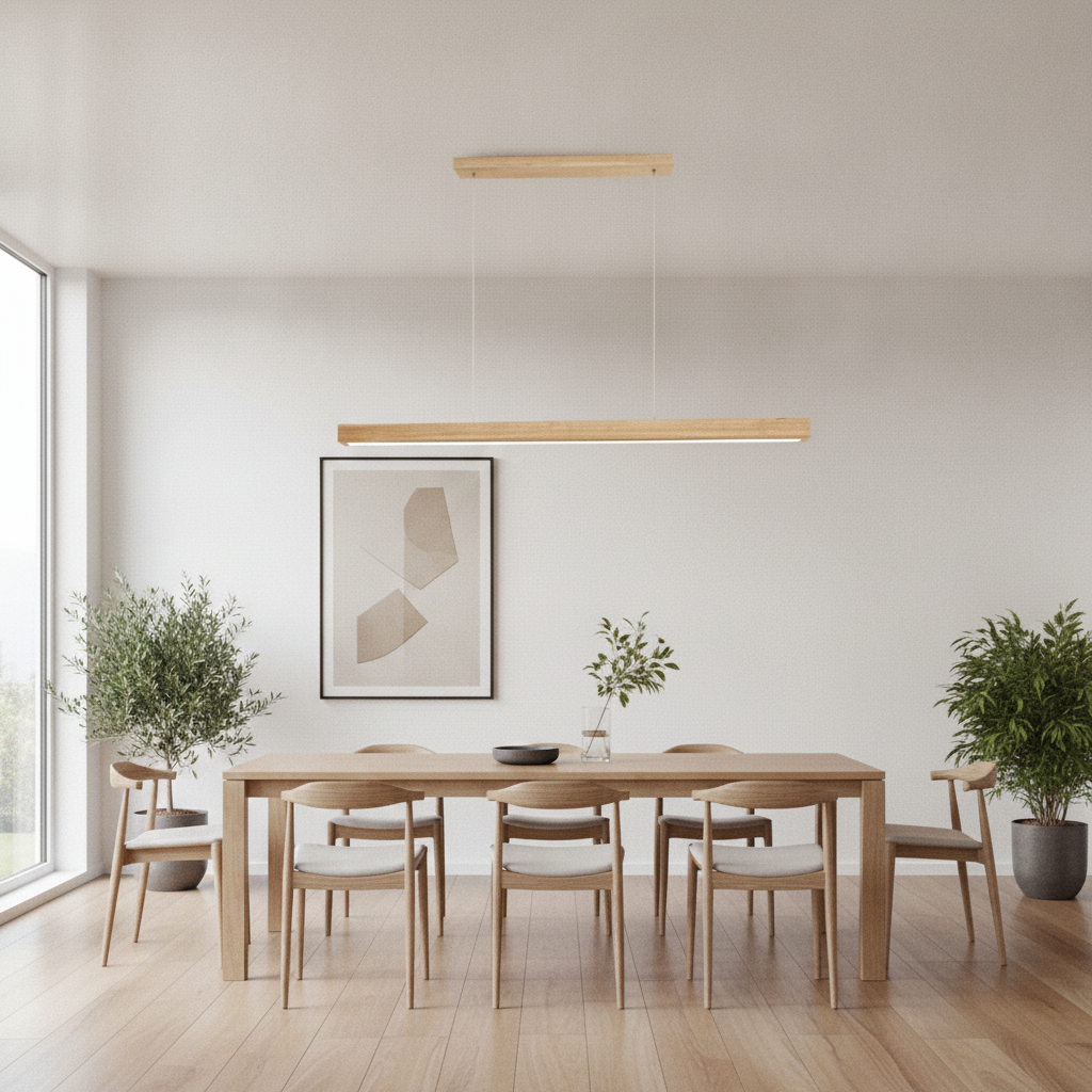 Ivalo Collection | Wood LED Pendant Light with Adjustable Height