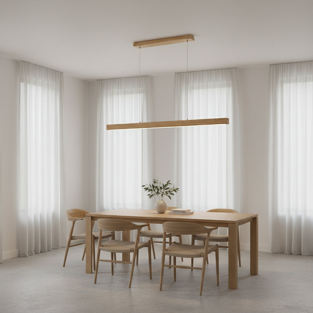 Ivalo Collection | Wood LED Pendant Light with Adjustable Height