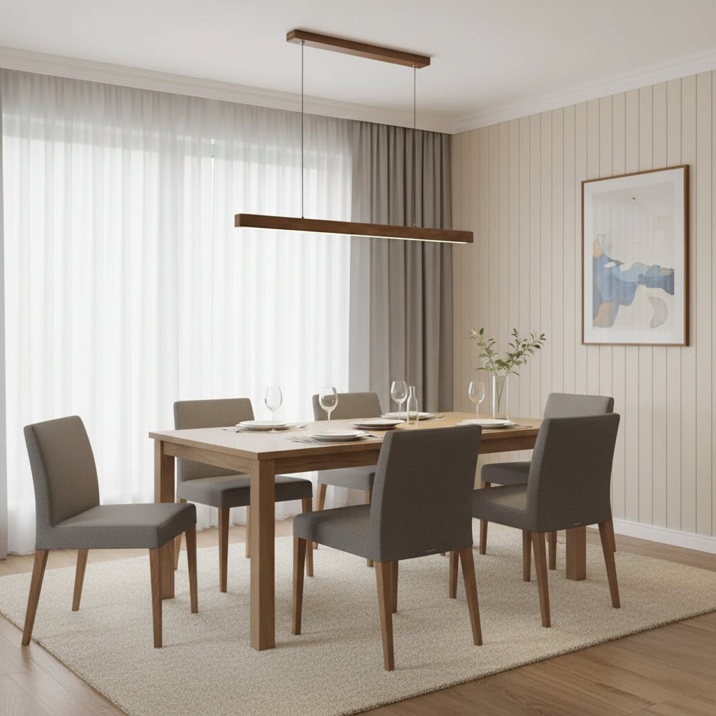 Ivalo Collection | Wood LED Pendant Light with Adjustable Height