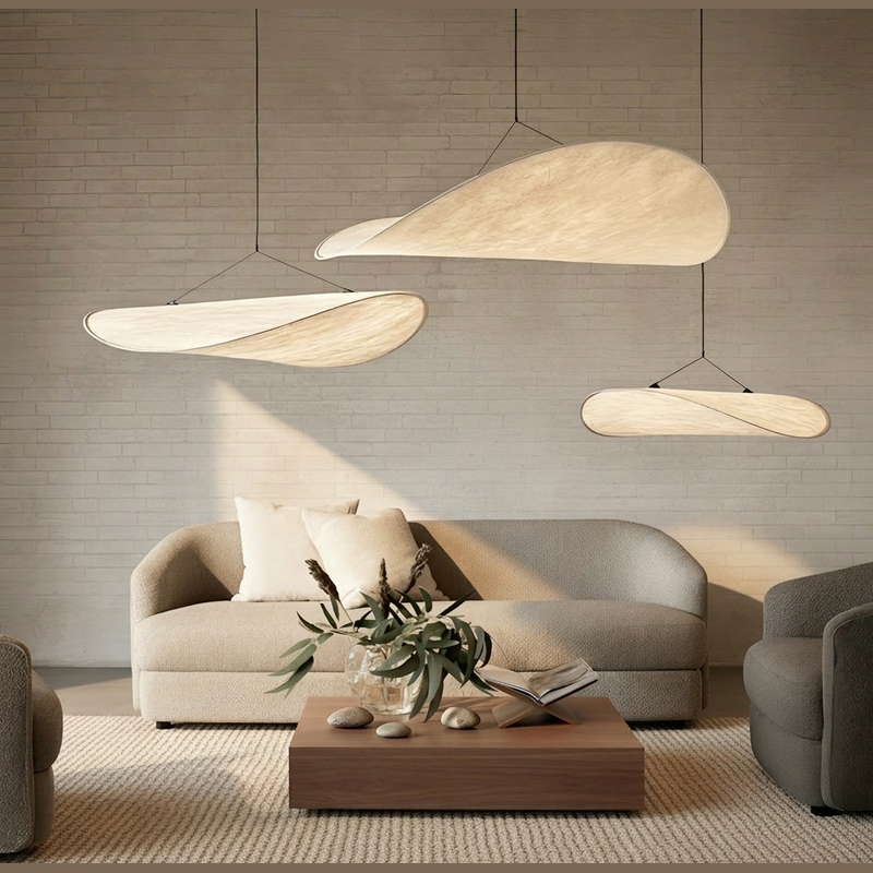 Japandi Collection | Black Pendant Light with Silk Shade & LED