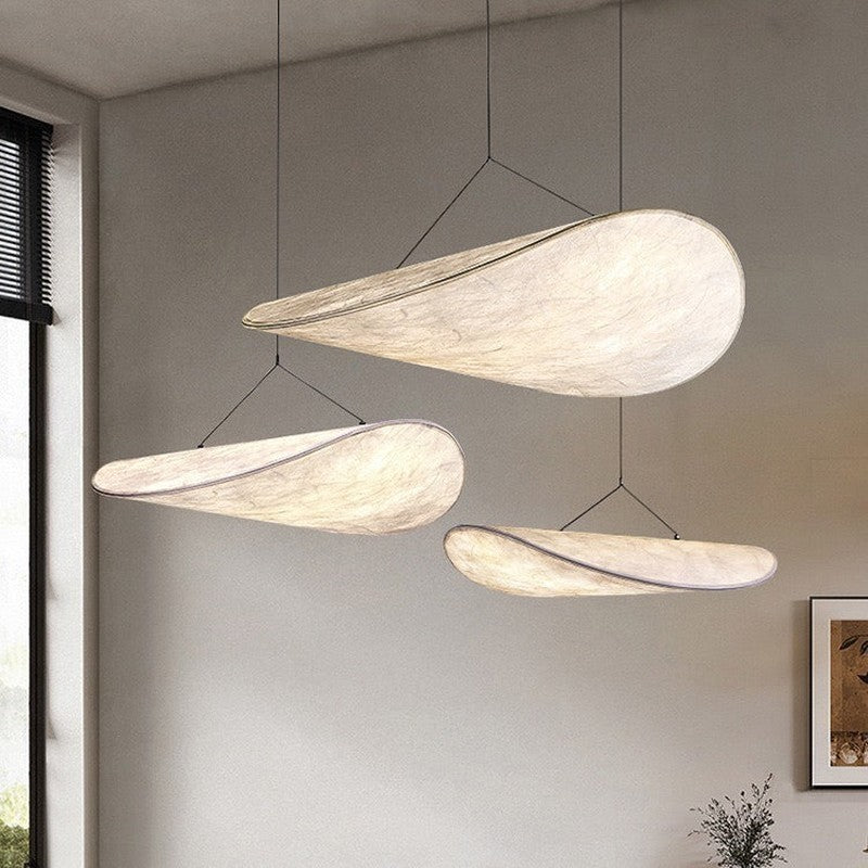 Japandi Collection | Black Pendant Light with Silk Shade & LED