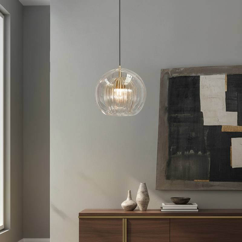 June Collection | Glass Pendant Light with Adjustable Height & Warm Glow
