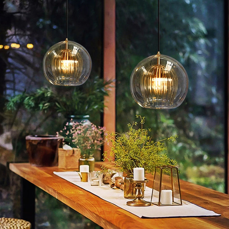 June Collection | Glass Pendant Light with Adjustable Height & Warm Glow
