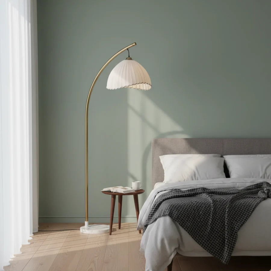 Minimalist Bamboo Floor Lamp with Fabric Shade