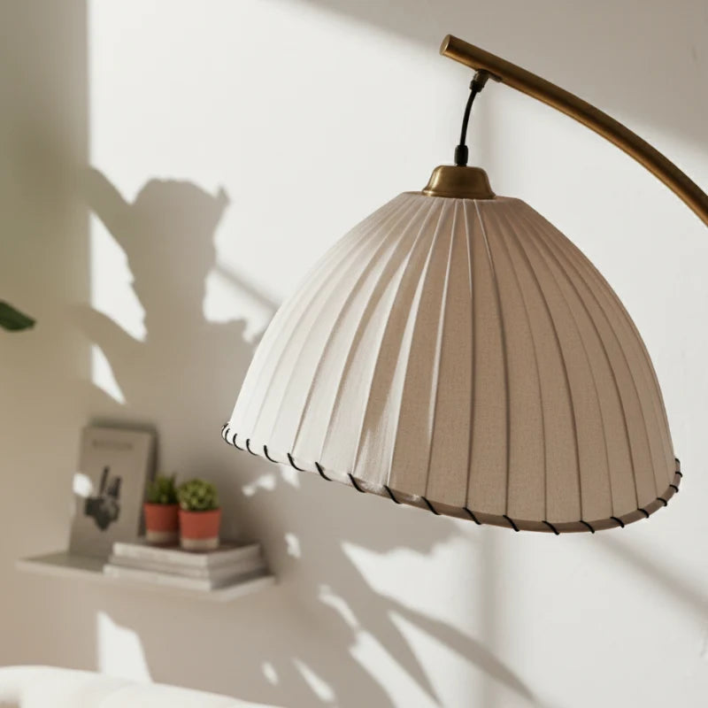 Minimalist Bamboo Floor Lamp with Fabric Shade