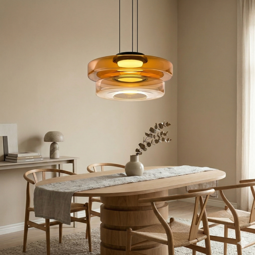Minimalist Collection | Black Glass Pendant Light with Adjustable Heigh