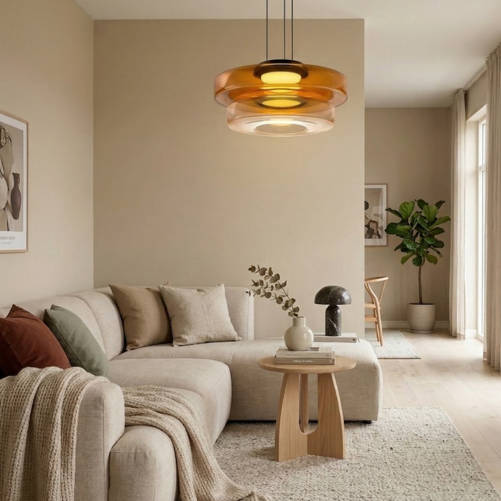 Minimalist Collection | Black Glass Pendant Light with Adjustable Heigh
