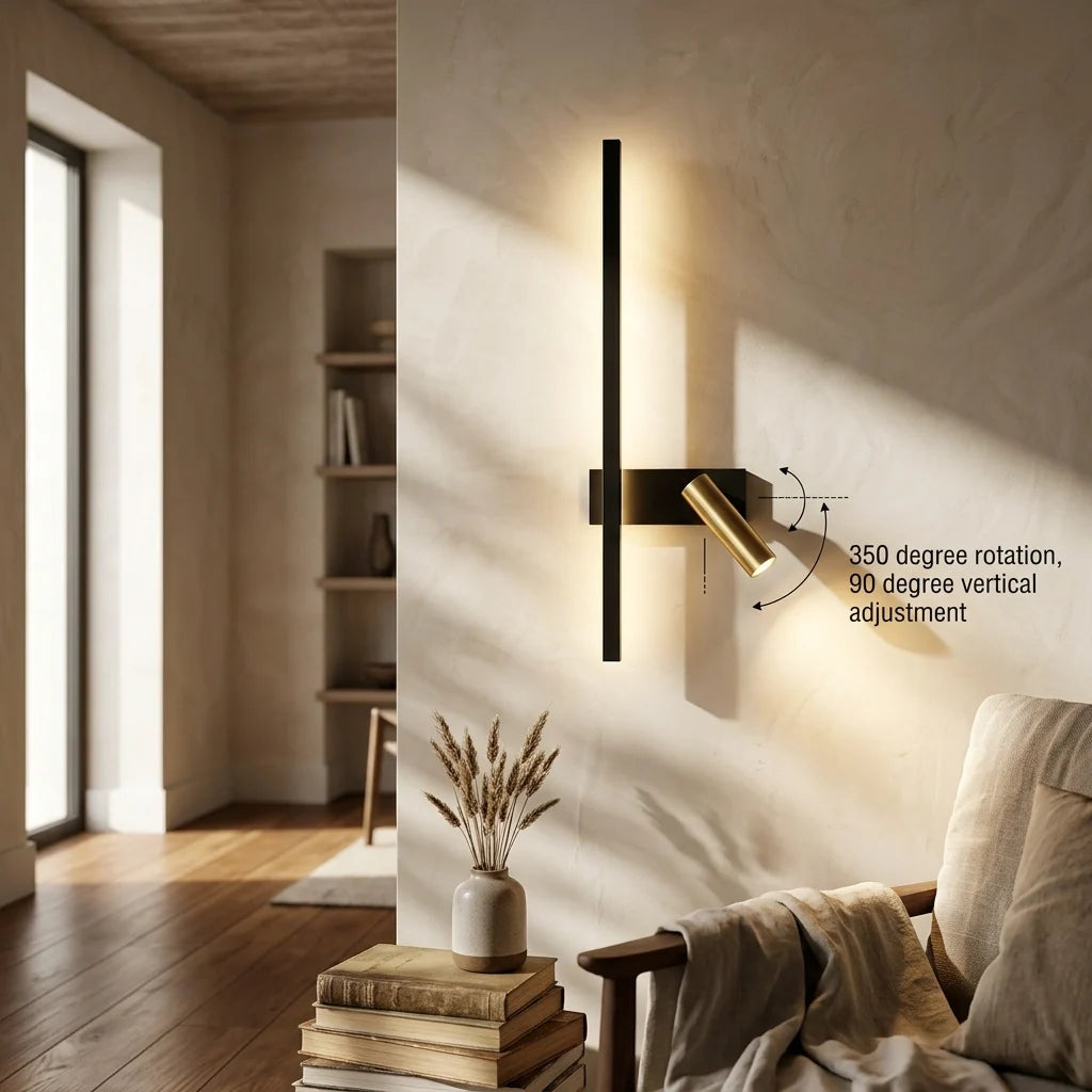 Minimalist LED Wall Light with Adjustable Spotlight