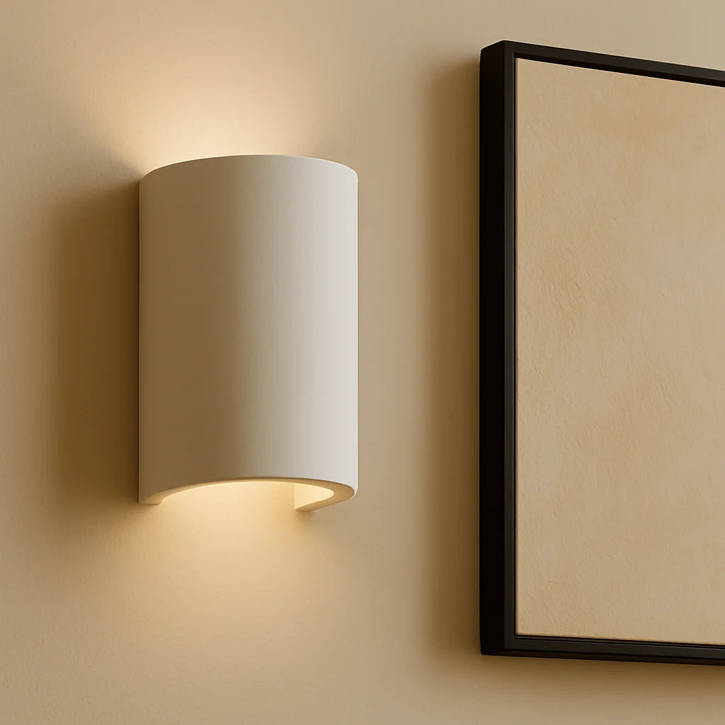 Minimalist Paintable Plaster Wall Light with Up and Down Glow