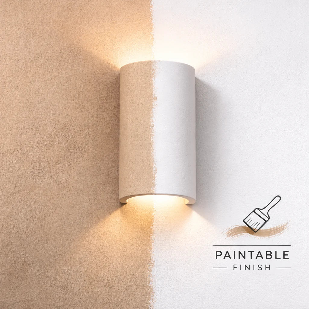 Minimalist Paintable Plaster Wall Light with Up and Down Glow