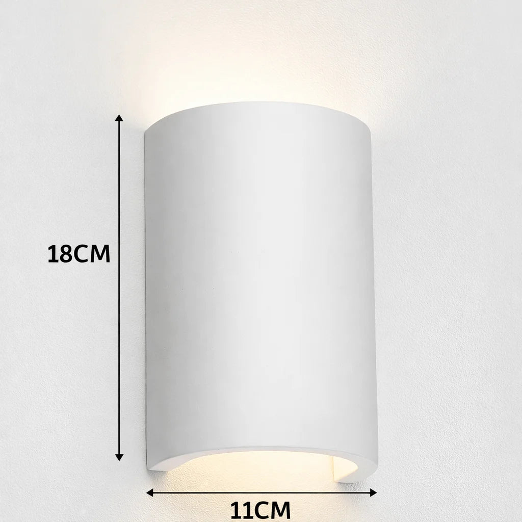 Minimalist Paintable Plaster Wall Light with Up and Down Glow
