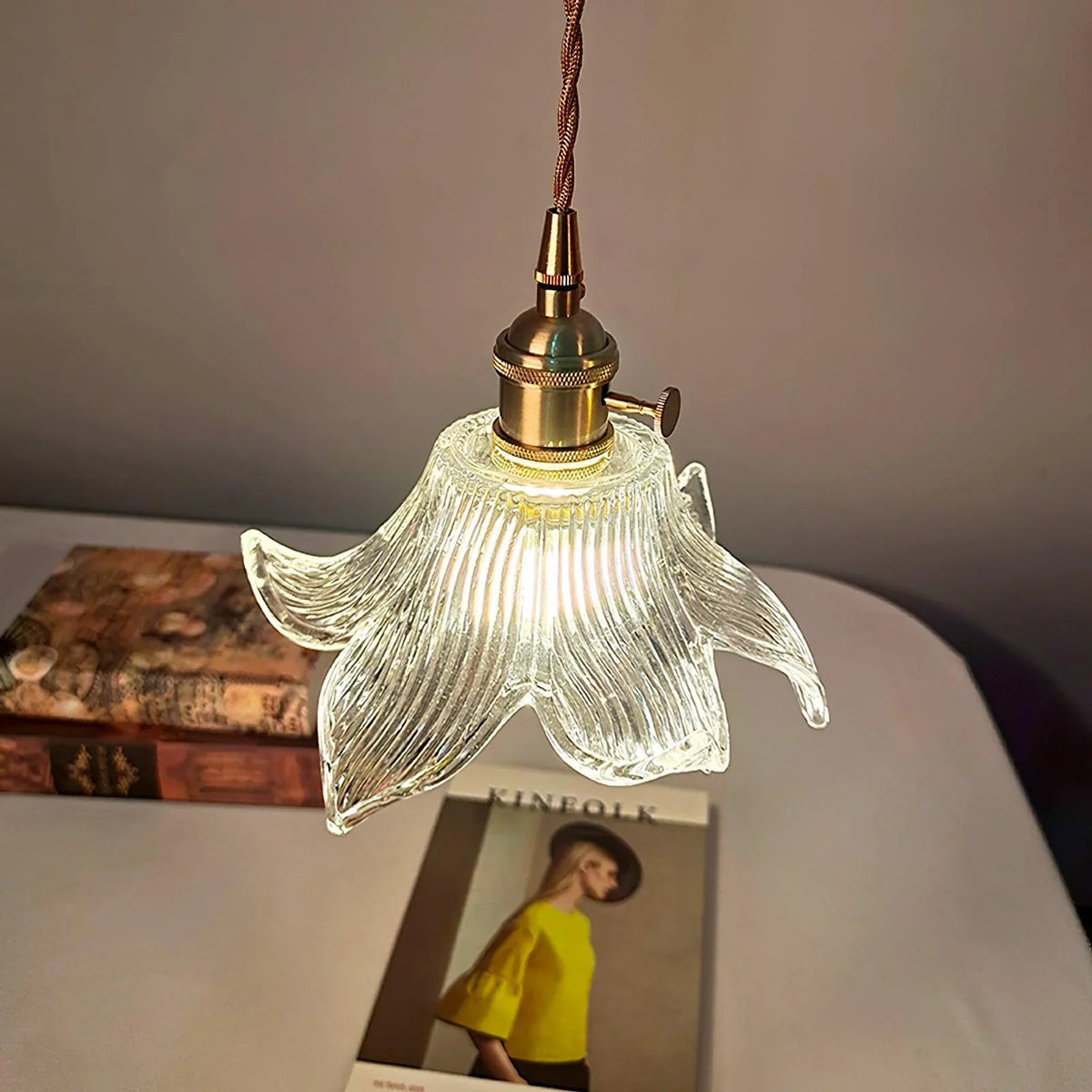 Modern Adjustable Glass Pendant Light with Crystal Design