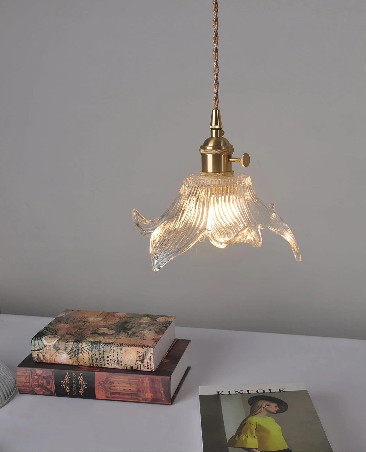 Modern Adjustable Glass Pendant Light with Crystal Design